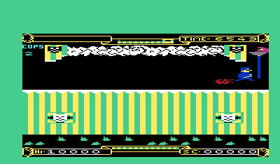 Punchy (VIC-20) screenshot: Made it to the end of the level.