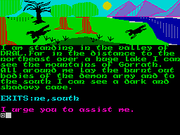 Demon from the Darkside (ZX Spectrum) screenshot: Start of your adventure.