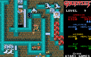 Gauntlet (Atari ST) screenshot: The exit is in sight, but I'm at a dead end!