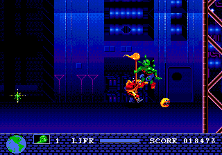 Toxic Crusaders (Genesis) screenshot: A nasty hit in the third level