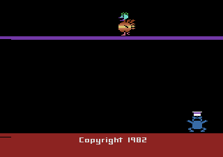 Eggomania (Atari 2600) screenshot: The title screen and game demo mode