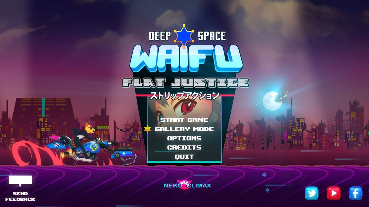 Deep Space Waifu: Flat Justice (Windows) screenshot: Title screen / main menu