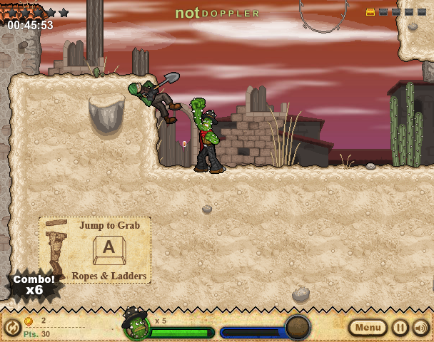 Cactus McCoy 2: The Ruins of Calavera (Browser) screenshot: Beating up an enemy