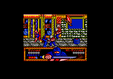 Ninja Gaiden (Amstrad CPC) screenshot: Beat 'em up action.