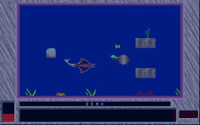 Scubaman's Quest (DOS) screenshot: A screenshot from level 2: The Dark Cave (demo mode).