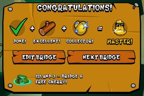 Bridge Odyssey (iPhone) screenshot: Mastered the level