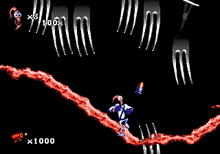 Earthworm Jim 2 (Genesis) screenshot: I don't want to be eaten!