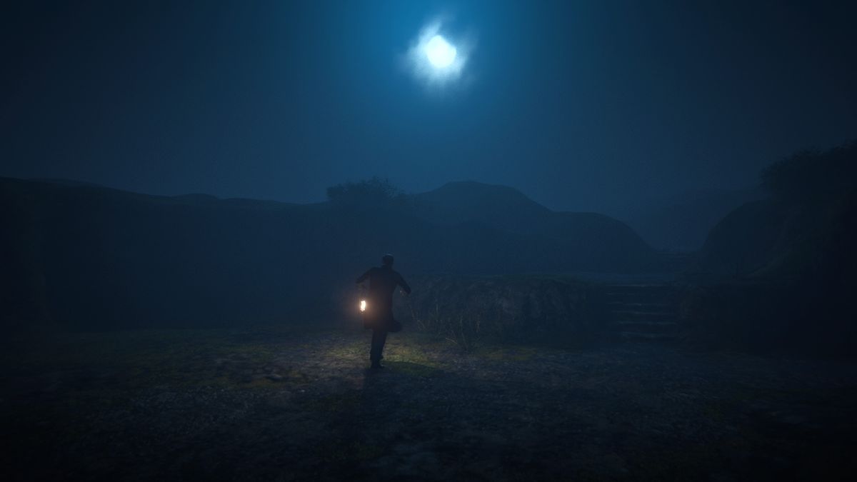 Black Mirror (PlayStation 4) screenshot: The game start with a man frantically running away from someone... or something