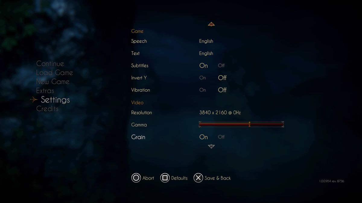 Black Mirror (PlayStation 4) screenshot: Options show great many supported resolutions that appears too much even for PC version of the game