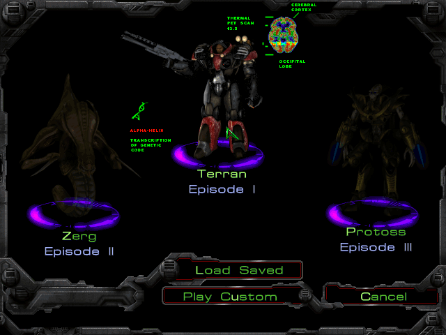 StarCraft (Windows) screenshot: Episode selection