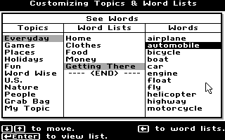 Super Solvers: Spellbound! (DOS) screenshot: Choose your words