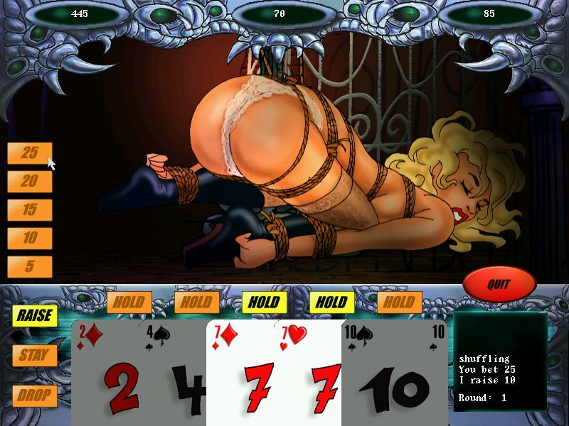 Patti Pain's Bondage Poker (Windows) screenshot: Girl 1 - Fifth round