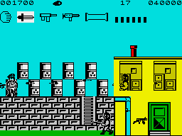 Bazooka Bill (ZX Spectrum) screenshot: Barrels