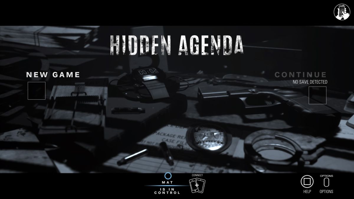 Hidden Agenda (PlayStation 4) screenshot: TV screen (PS4) - Main menu