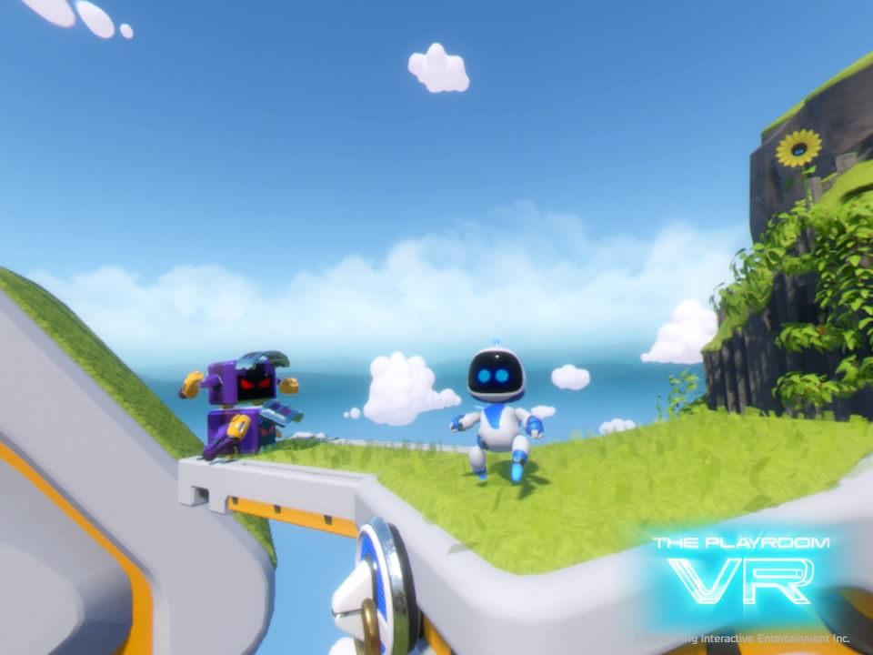 The Playroom VR (PlayStation 4) screenshot: Robots Rescue - Fighting the evil robots