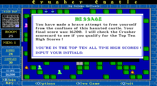 Crusher Castle II (DOS) screenshot: I get a pat on the back at least.