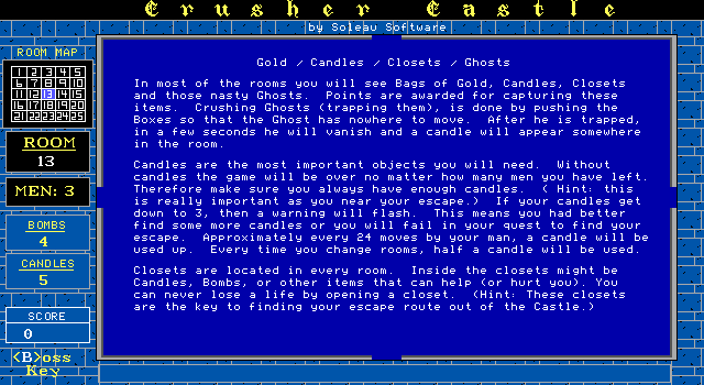 Crusher Castle II (DOS) screenshot: Game presentation pg4