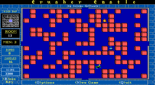 Crusher Castle II (DOS) screenshot: Cleared the first room, moving to the next room (no.18)