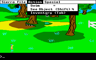 King's Quest II: Romancing the Throne (Apple IIgs) screenshot: Pull down menu.