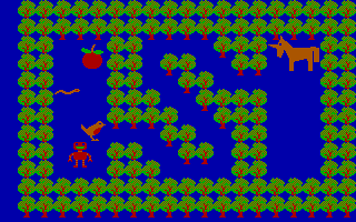 Fun School 2: For the Over-8s (DOS) screenshot: The Unicorn mini-game is a simple logical puzzle