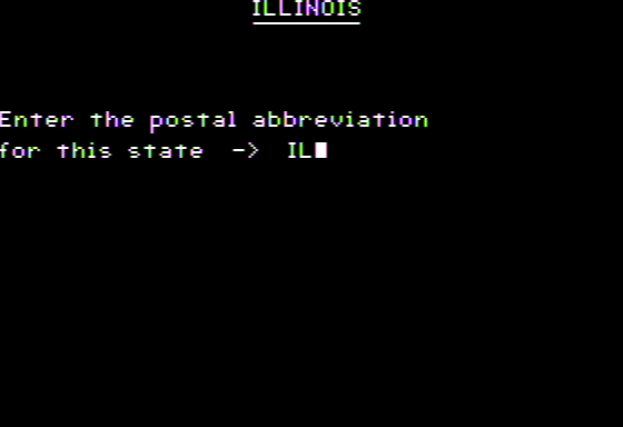 The Great States Race (Apple II) screenshot: Illinois