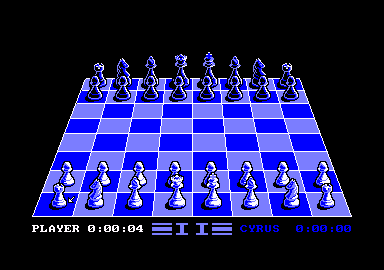 Cyrus II Chess (Amstrad CPC) screenshot: The starting screen