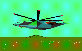 Battle Command (DOS) screenshot: The Helicarrier in a daily mission (Tandy)