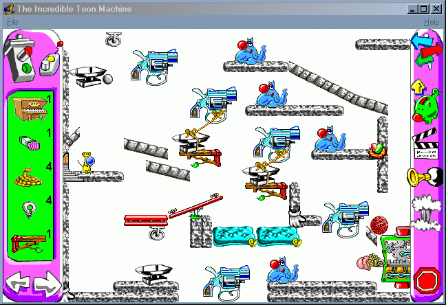 The Incredible Toon Machine (Windows 16-bit) screenshot: The first Looney Bin difficulty puzzle