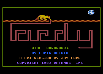 Ardy the Aardvark (Atari 8-bit) screenshot: Title screen