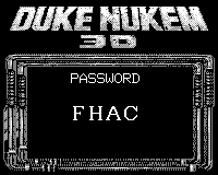 Duke Nukem 3D (Game.Com) screenshot: Password after death