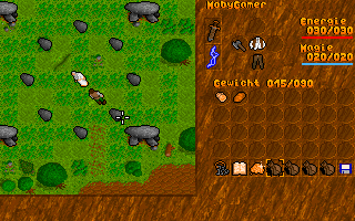 Darghul (DOS) screenshot: We meet a druid... (unregistered shareware version)