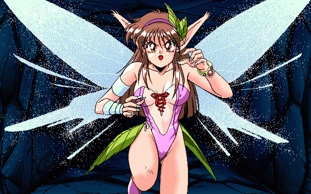 Crescent (PC-98) screenshot: Oh wow! A sexy pixie appears!