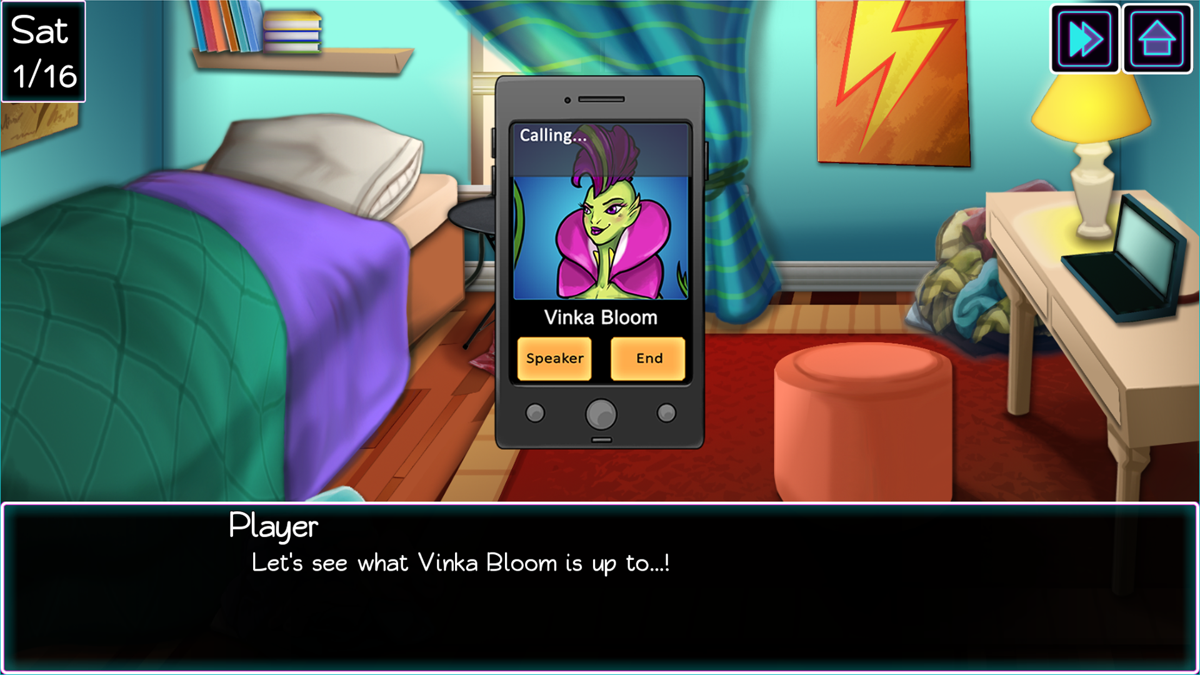 Panic at Multiverse High! (Windows) screenshot: Calling Friends - featured character: Vinka Bloom