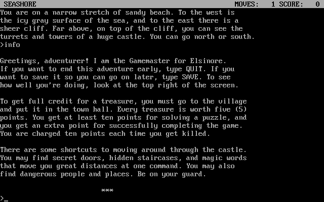 Castle Elsinore (DOS) screenshot: Some more help...