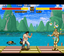 Fighter's History (SNES) screenshot: When stars appear you are temporarily stunned