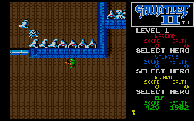 Gauntlet II (DOS) screenshot: the game begins - MCGA/VGA