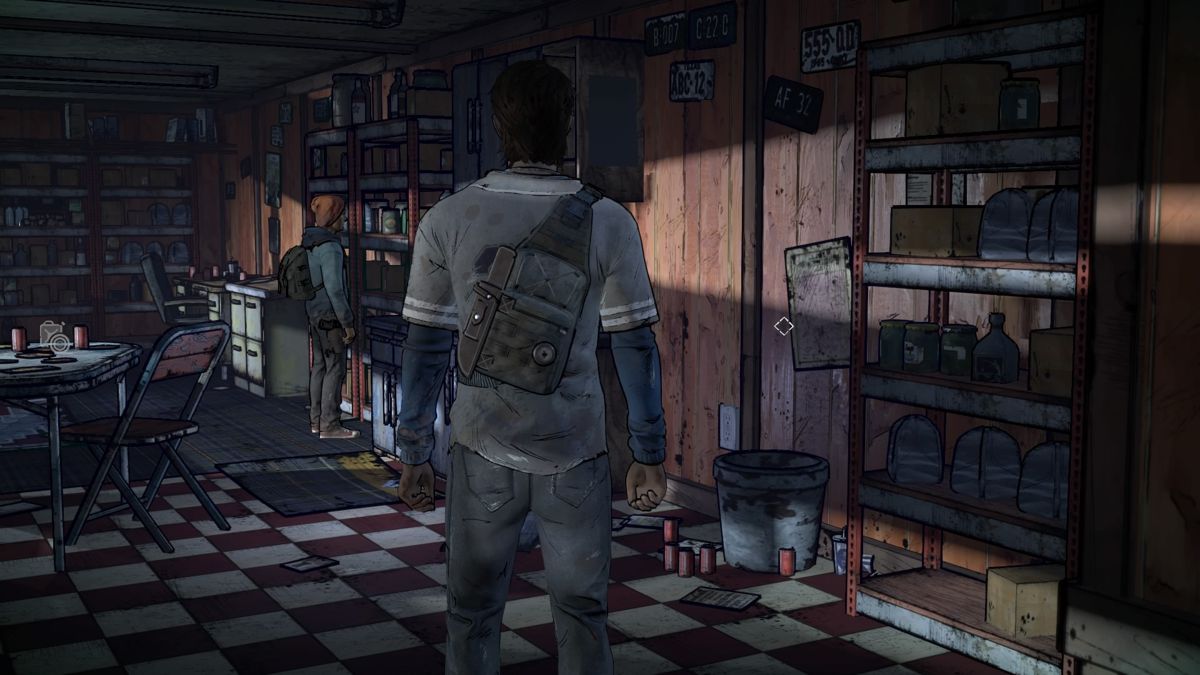 The Walking Dead: A New Frontier - Episode 1: Ties That Bind Part One (PlayStation 4) screenshot: Found some food... but it doesn't feel safe in here