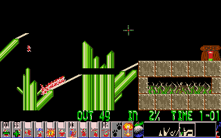 Holiday Lemmings (DOS) screenshot: Holiday Lemmings 1993 - doesn't this level seem a bit out of place?...