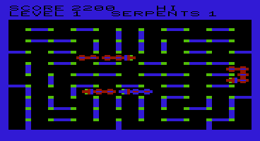 Serpentine (VIC-20) screenshot: Chasing a serpent!