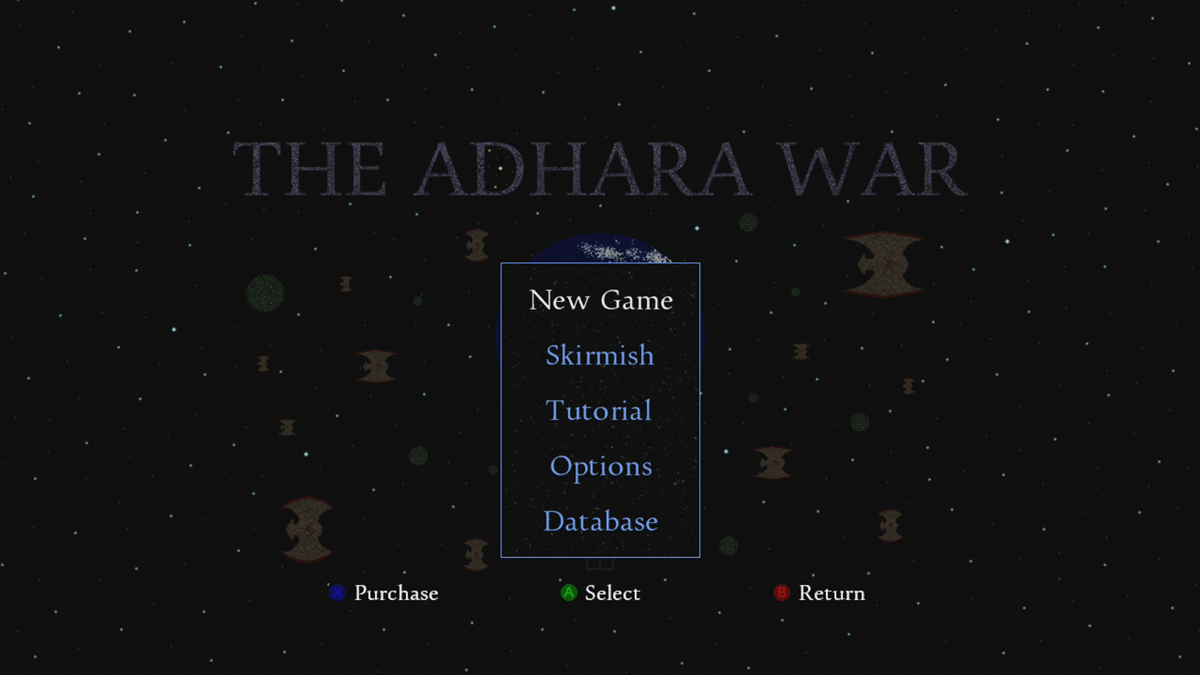 The Adhara War (Xbox 360) screenshot: Main menu (Trial version)