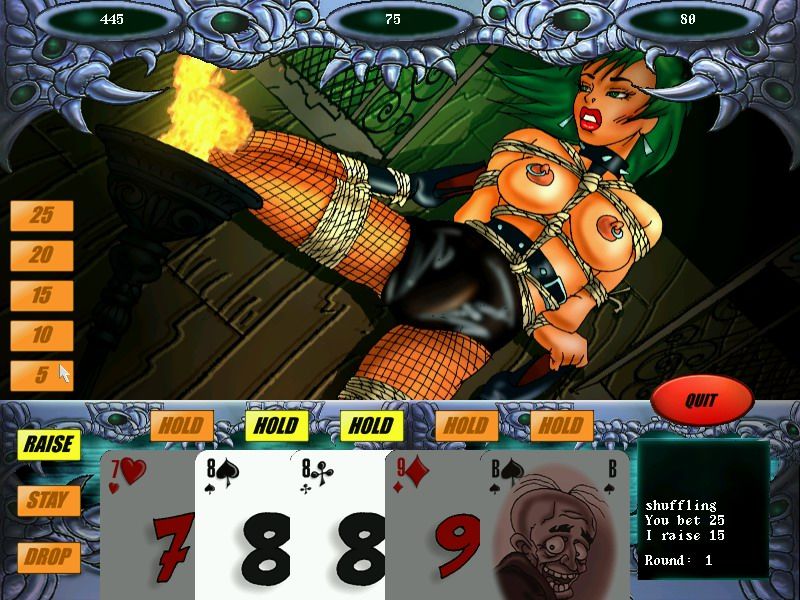 Patti Pain's Bondage Poker (Windows) screenshot: Girl 3 - Fifth round