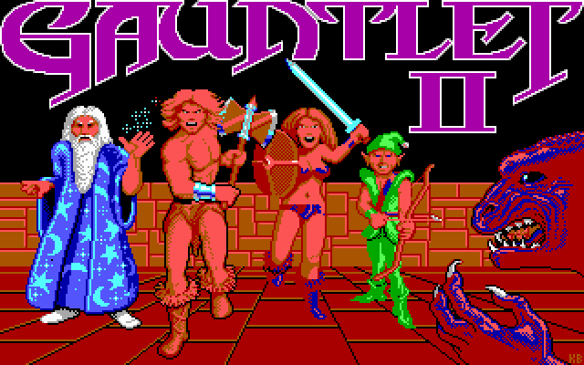 Gauntlet II (DOS) screenshot: title screen - EGA