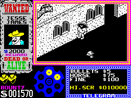 Gunfright (ZX Spectrum) screenshot: - Fiu, fiu, fiu... "I say potato you say <i>pachach</i>...