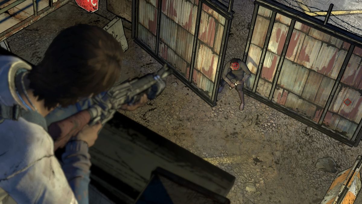 The Walking Dead: A New Frontier - Episode 2 (PlayStation 4) screenshot: They're breaking in through the front gate