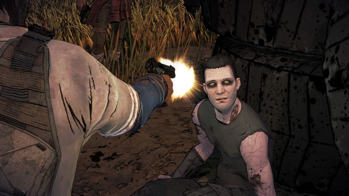 The Walking Dead: A New Frontier - Episode 2 (PlayStation 4) screenshot: One of the New Frontier guys, undead now