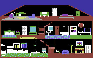 Little Computer People (Commodore 64) screenshot: First session, waiting for a new inhabitant