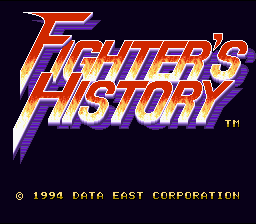 Fighter's History (SNES) screenshot: Title screen