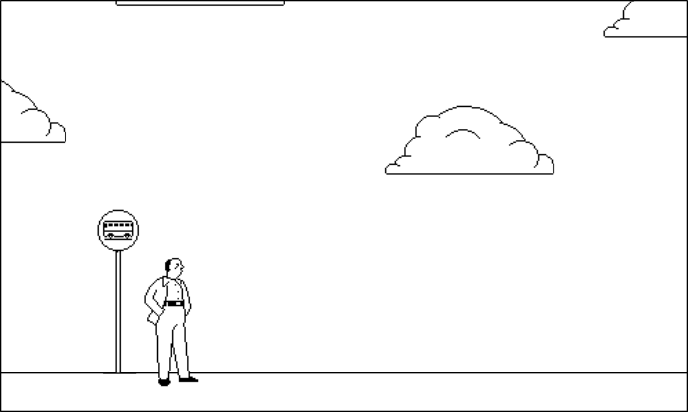 Fly Guy (Browser) screenshot: Businessman waits for the bus, but thinks about other things...