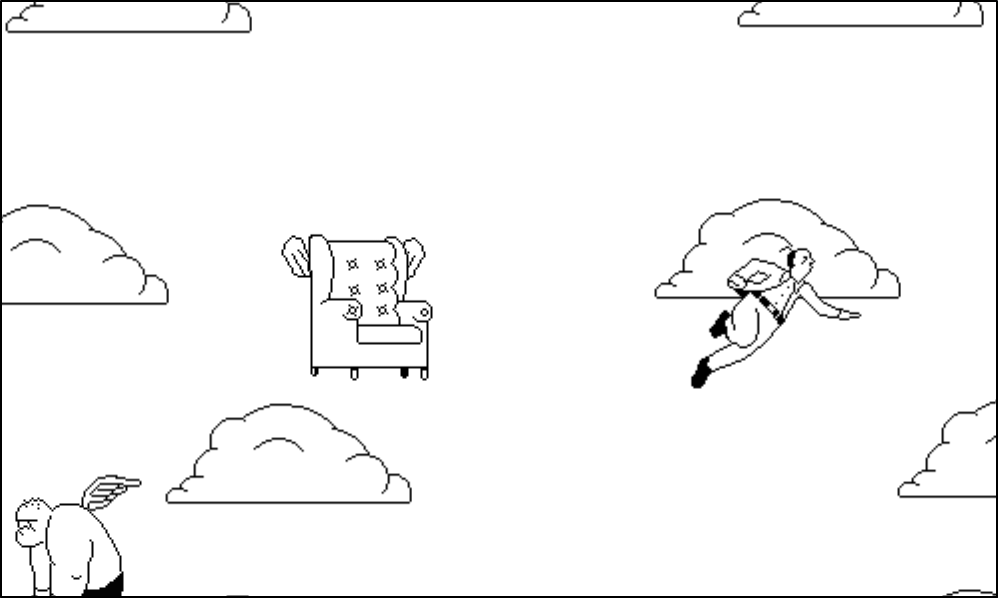 Fly Guy (Browser) screenshot: That sure looks like a comfy chair. Builtin wings, too!