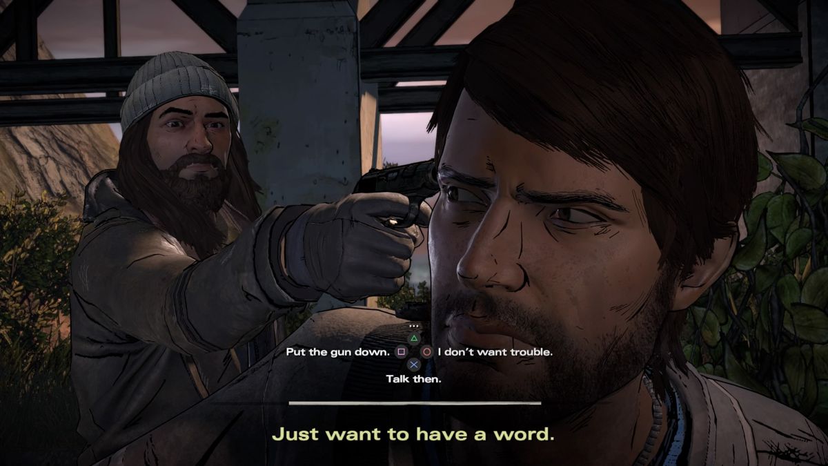 The Walking Dead: A New Frontier - Episode 2 (PlayStation 4) screenshot: Well, the joke's on me, I suppose